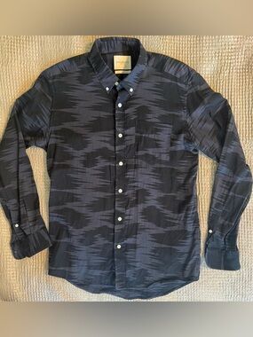 Saturdays NYC Surf Button Down Shirt Men’s Medium Navy Geometric Cotton